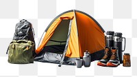 PNG Camping backpack outdoors tent. AI generated Image by rawpixel.