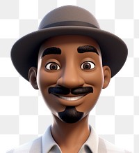 PNG Black man moustache portrait cartoon. 