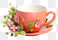 PNG Cup saucer coffee flower. AI generated Image by rawpixel.