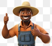 PNG Happy black farmer cartoon  bodybuilder. 