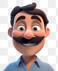 PNG Cartoon moustache  portrait. 