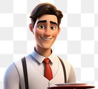PNG Male restaurant waiter cartoon smiling adult. AI generated Image by rawpixel.