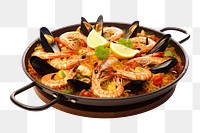 PNG Seafood paella meal dish. 