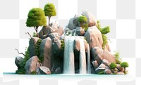 PNG Waterfall tree rock outdoors. AI generated Image by rawpixel.
