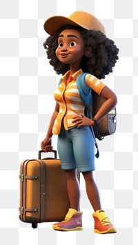 PNG Suitcase luggage cartoon female. AI generated Image by rawpixel.