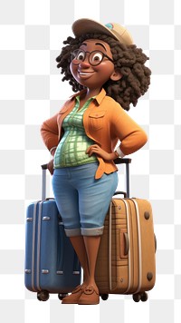 PNG Suitcase luggage cartoon female. 