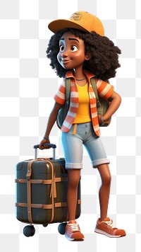 PNG Suitcase luggage cartoon female. 