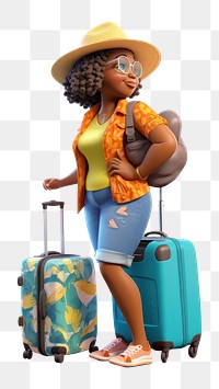 PNG Suitcase luggage cartoon female. AI generated Image by rawpixel.