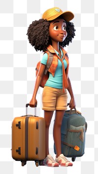 PNG Suitcase luggage cartoon female. AI generated Image by rawpixel.