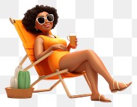 PNG Sunglasses sunbathing sitting cartoon. AI generated Image by rawpixel.