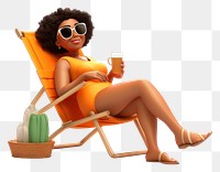 PNG Sunglasses sunbathing sitting cartoon. 