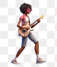 PNG Musician cartoon guitar white background. AI generated Image by rawpixel.