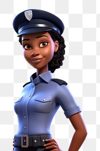 PNG Cartoon officer female adult. 