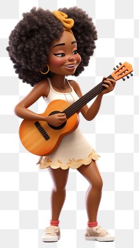 PNG Musician cartoon guitar female. AI generated Image by rawpixel.
