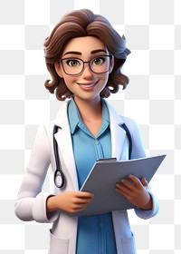 PNG Glasses smiling cartoon doctor. 