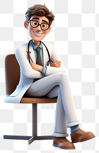 PNG Sitting cartoon doctor adult. 