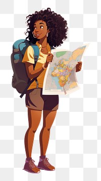 PNG Backpack reading cartoon female. 