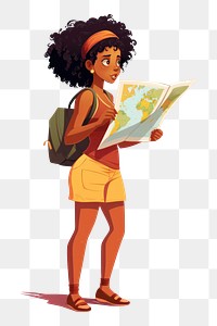 PNG Reading looking cartoon female. 