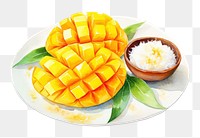 PNG Mango fruit plate food. AI generated Image by rawpixel.