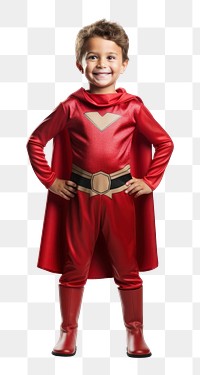 PNG Superhero smiling costume child. 