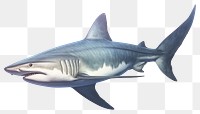 PNG Shark swimming animal fish, digital paint illustration.