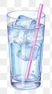 PNG Drink glass cocktail ice, digital paint illustration. AI generated image