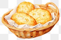 PNG Basket bread dessert food, digital paint illustration. AI generated image