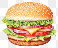 PNG Hamburger food vegetable condiment, digital paint illustration.