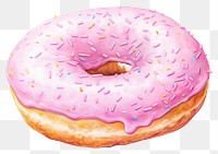 PNG Donut food white background confectionery, digital paint illustration. 