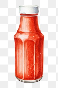 PNG Ketchup food red white background, digital paint illustration. AI generated image