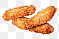 PNG Fried meat food white background, digital paint illustration. AI generated image