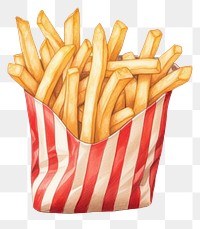 PNG Paper fries food white background, digital paint illustration.