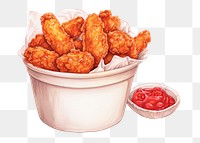 PNG Fried food fried chicken condiment, digital paint illustration.