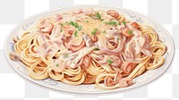 PNG Spaghetti pasta plate food, digital paint illustration.