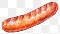 PNG Sausage grilled bread food, digital paint illustration. AI generated image