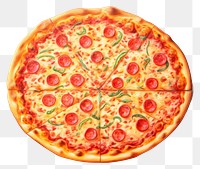 PNG Pizza food white background pepperoni, digital paint illustration.