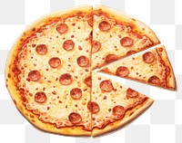 PNG Pizza food white background pepperoni, digital paint illustration.