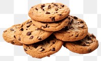 PNG Chocolate chip cookies biscuit food white background. AI generated Image by rawpixel.