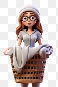 PNG Laundry basket cartoon figurine adult. 