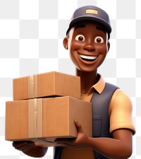 PNG Cardboard box carrying cartoon. AI generated Image by rawpixel.