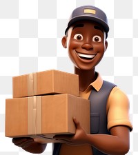 PNG Cardboard box carrying cartoon. 