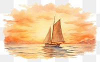 PNG Painting sailboat vehicle sunset. 