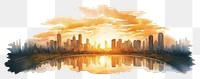 PNG Painting sunset city landscape. AI generated Image by rawpixel.