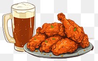 PNG Beer drink fried food. AI generated Image by rawpixel.
