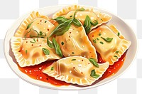 PNG Ravioli pasta plate food. 