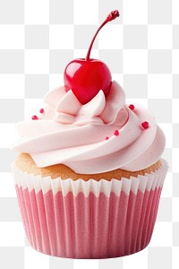 PNG Cupcake dessert cherry cream. AI generated Image by rawpixel.