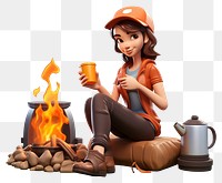 PNG Fire campfire sitting cartoon. AI generated Image by rawpixel.