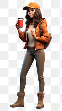 PNG Cartoon jacket coffee adult. AI generated Image by rawpixel.