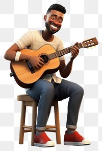 PNG  Guitar musician sitting chair. AI generated Image by rawpixel.