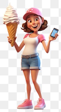 PNG  Cartoon cream cone white background. AI generated Image by rawpixel.
